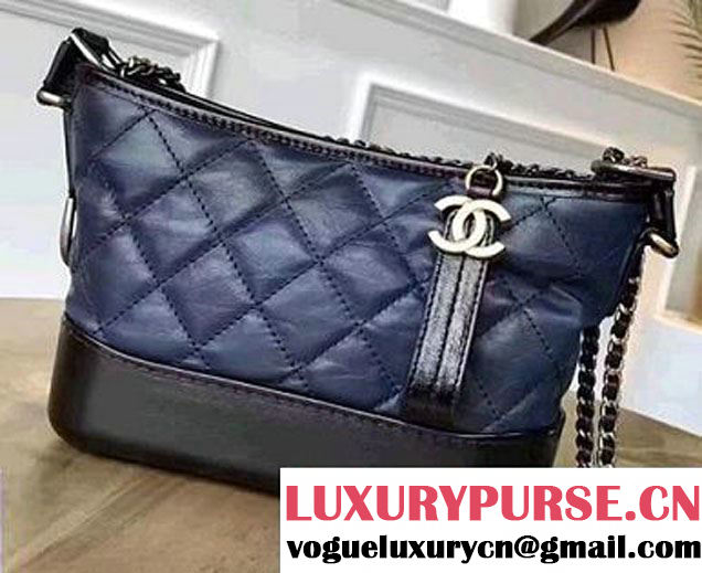 Chanel Gabrielle Small Hobo Bag A91810 Dark Blue/Black 2017