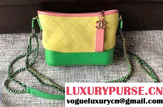 Chanel Gabrielle Small Hobo Bag A91810 Pink/Yellow/Green 2017