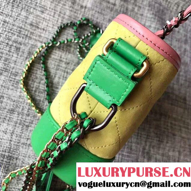 Chanel Gabrielle Small Hobo Bag A91810 Pink/Yellow/Green 2017