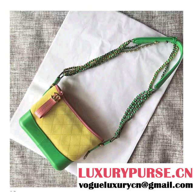 Chanel Gabrielle Small Hobo Bag A91810 Pink/Yellow/Green 2017