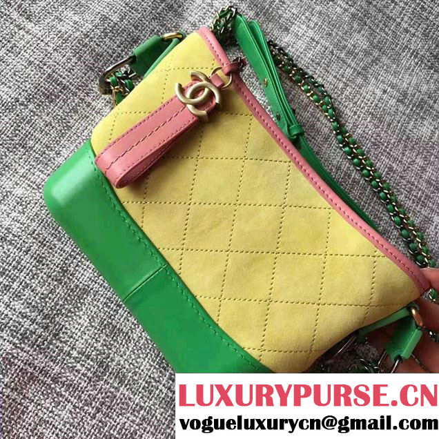 Chanel Gabrielle Small Hobo Bag A91810 Pink/Yellow/Green 2017