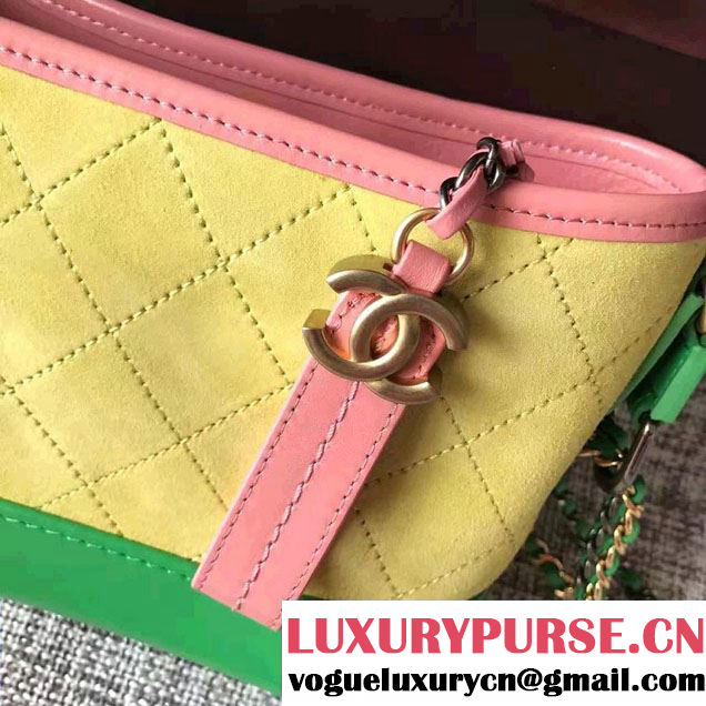 Chanel Gabrielle Small Hobo Bag A91810 Pink/Yellow/Green 2017