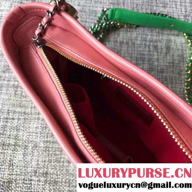 Chanel Gabrielle Small Hobo Bag A91810 Pink/Yellow/Green 2017