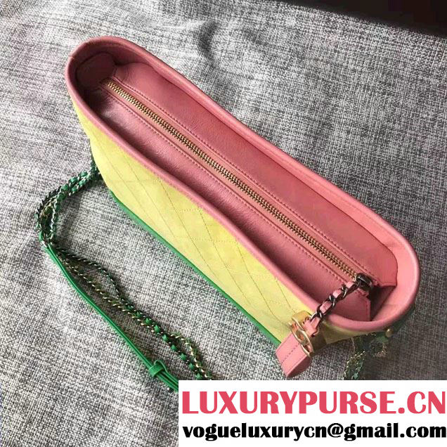 Chanel Gabrielle Medium Hobo Bag A91810 Pink/Yellow/Green 2017
