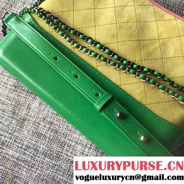 Chanel Gabrielle Medium Hobo Bag A91810 Pink/Yellow/Green 2017