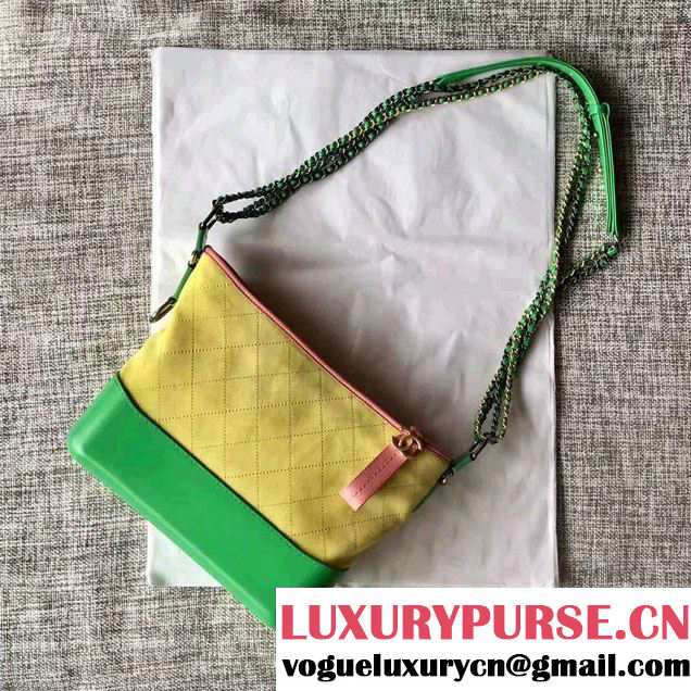 Chanel Gabrielle Medium Hobo Bag A91810 Pink/Yellow/Green 2017