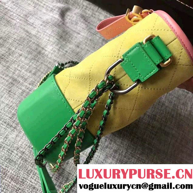 Chanel Gabrielle Medium Hobo Bag A91810 Pink/Yellow/Green 2017