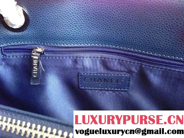 Chanel Caviar Leather GST Shopping Tote Bag Navy Blue