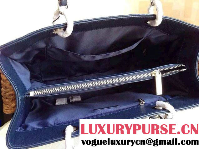 Chanel Caviar Leather GST Shopping Tote Bag Navy Blue