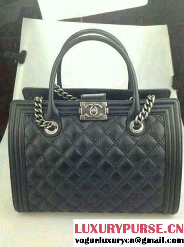 Chanel Black Boy shopping tote large bag