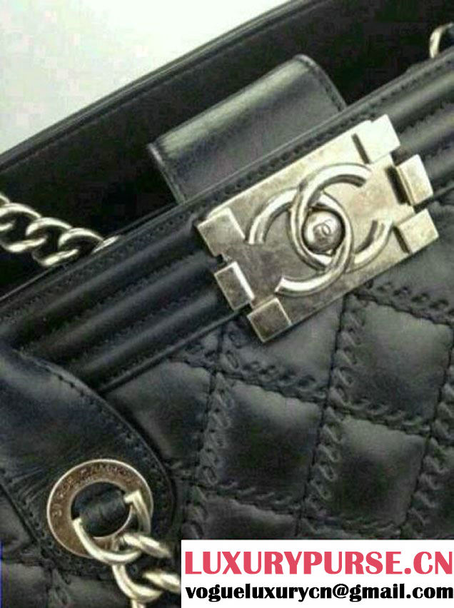 Chanel Black Boy shopping tote large bag