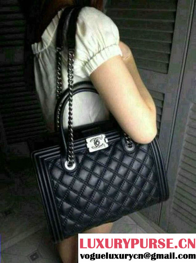 Chanel Black Boy shopping tote large bag