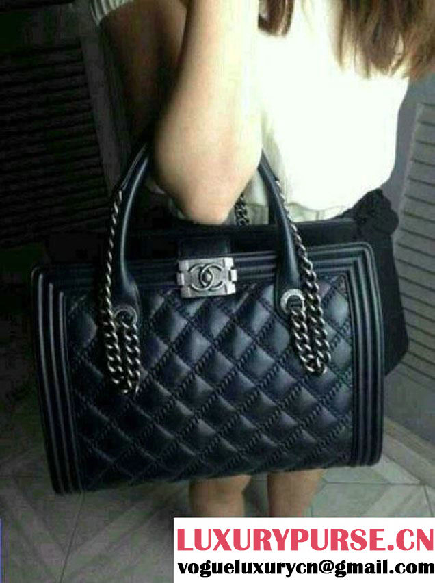 Chanel Black Boy shopping tote large bag