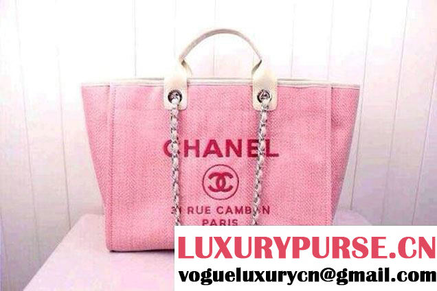 Chanel Cruise 2014 Pink Deauville Canvas Tote Bag