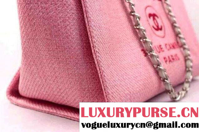 Chanel Cruise 2014 Pink Deauville Canvas Tote Bag