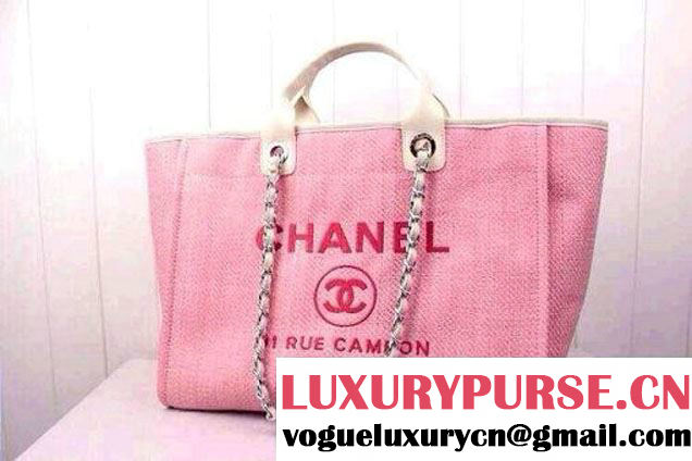 Chanel Cruise 2014 Pink Deauville Canvas Tote Bag