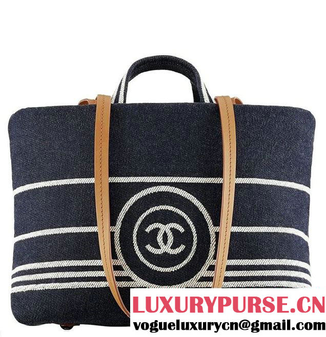 Chanel Denim Tote with leather strap 2014