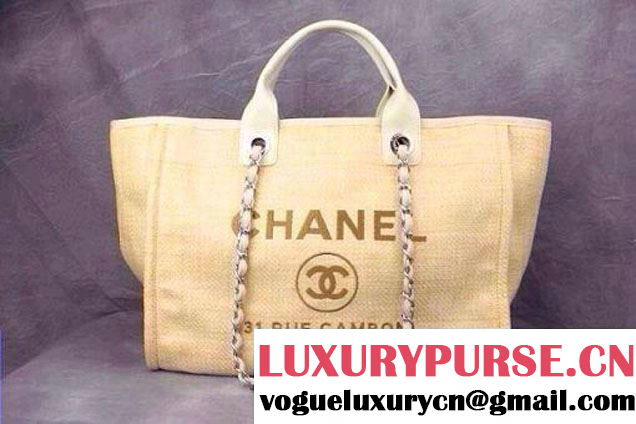 Chanel Yellow Deauville Canvas Tote Large Bag 2014