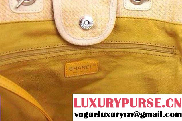 Chanel Yellow Deauville Canvas Tote Large Bag 2014