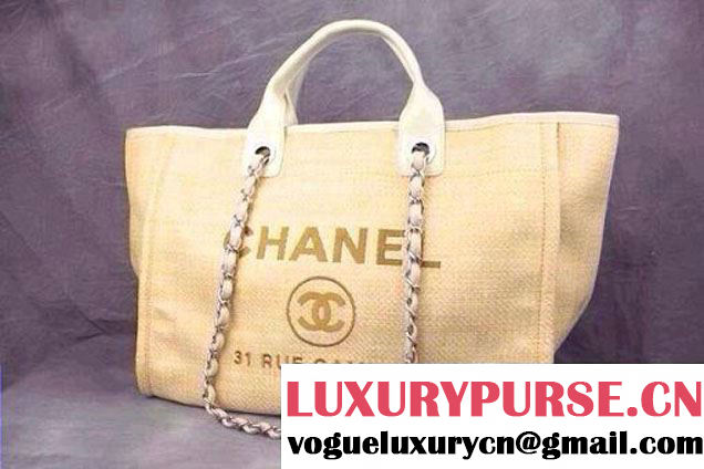 Chanel Yellow Deauville Canvas Tote Large Bag 2014