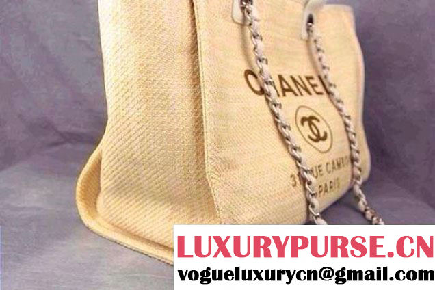 Chanel Yellow Deauville Canvas Tote Large Bag 2014