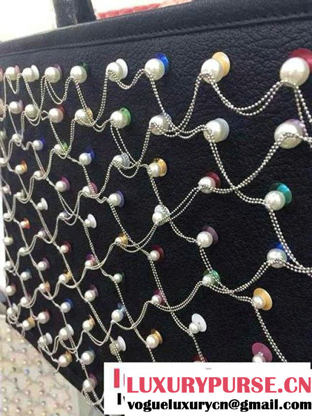 Chanel Beaded Pearl Large Shopping Tote in Black - Spring Summer 2014