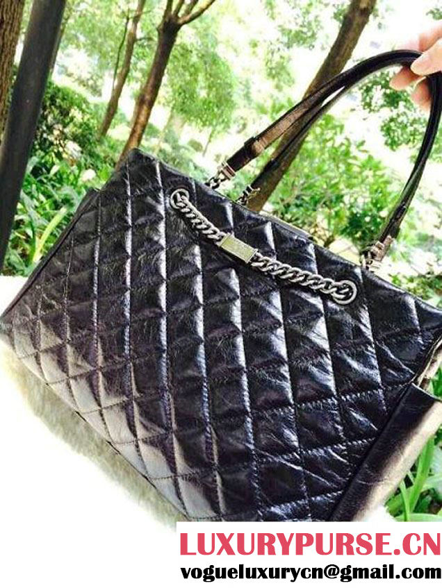 Chanel Calfskin Shopping Tote Bag with Chanel Nameplate in Black - Fall 2014