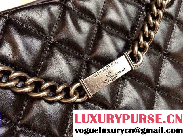 Chanel Calfskin Shopping Tote Bag with Chanel Nameplate in Black - Fall 2014