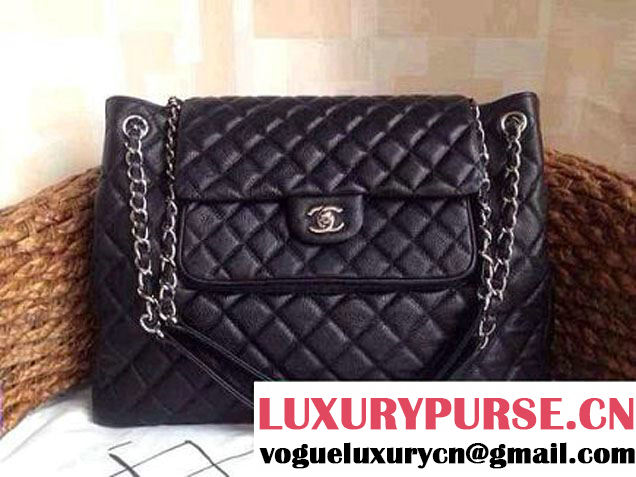 Chanel Caviar Leather Shopping Tote Bag in Black