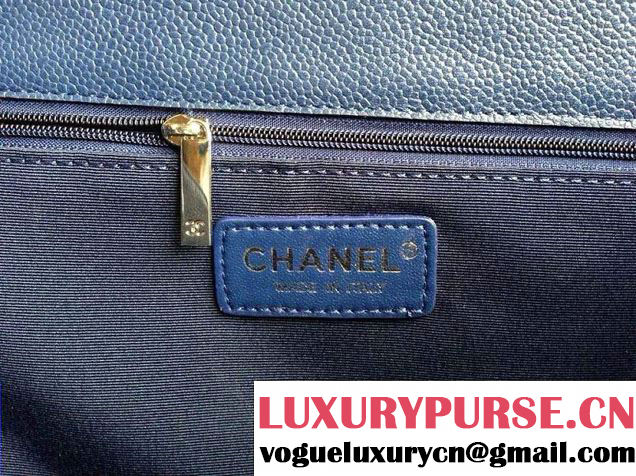 Chanel Caviar Leather Shopping Tote Bag in Royal Blue