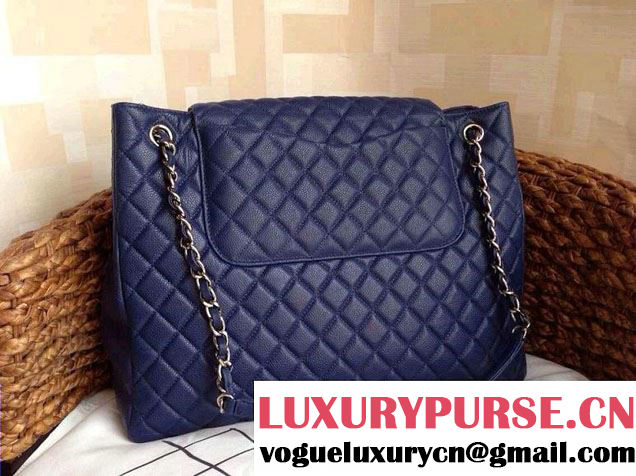 Chanel Caviar Leather Shopping Tote Bag in Royal Blue