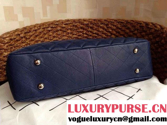 Chanel Caviar Leather Shopping Tote Bag in Royal Blue