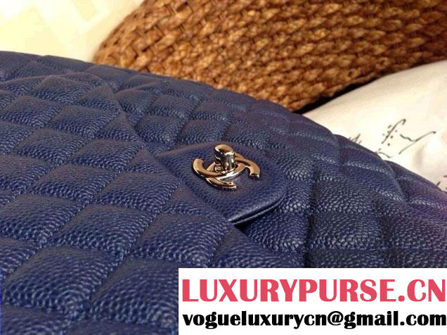 Chanel Caviar Leather Shopping Tote Bag in Royal Blue