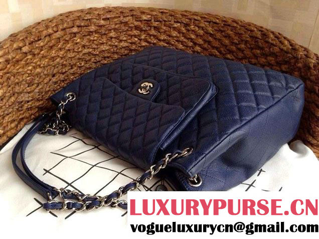 Chanel Caviar Leather Shopping Tote Bag in Royal Blue
