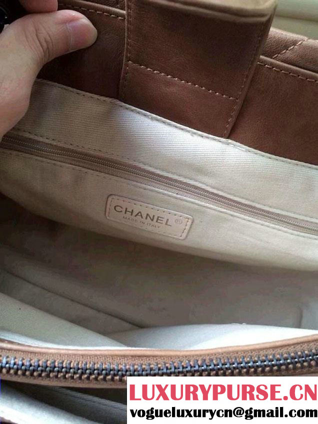 Chanel Calfskin Shopping Tote Bag with Chanel Nameplate in Brown - Fall 2014