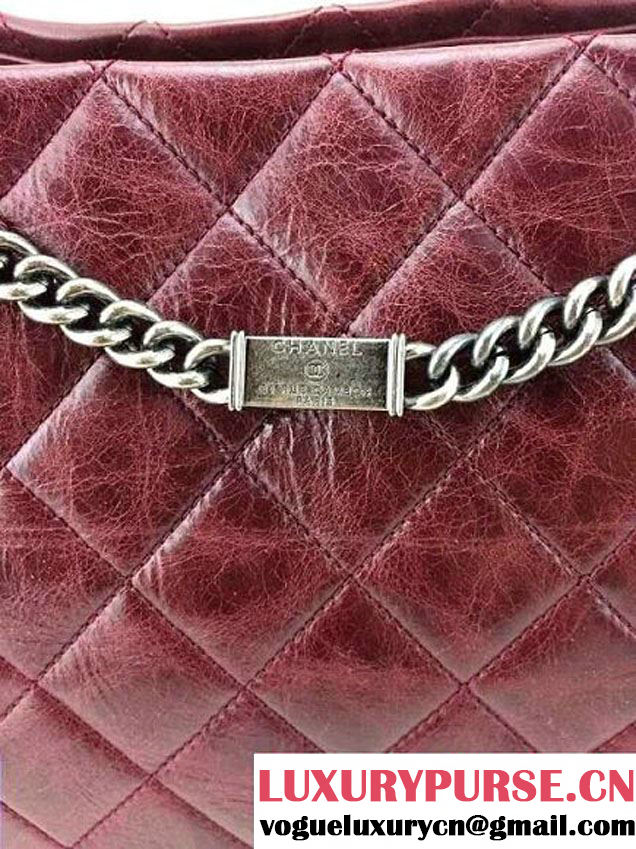 Chanel Calfskin Shopping Tote Bag with Chanel Nameplate in Burgundy - Fall 2014