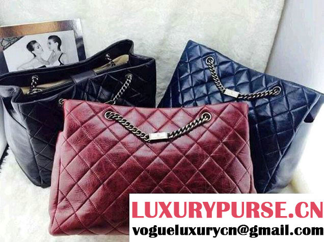 Chanel Calfskin Shopping Tote Bag with Chanel Nameplate in Burgundy - Fall 2014