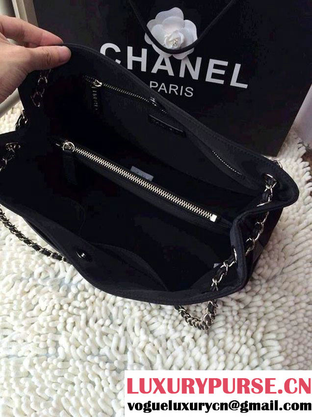 Chanel Nylon Shopping Flap Tote Bag in Black 2014