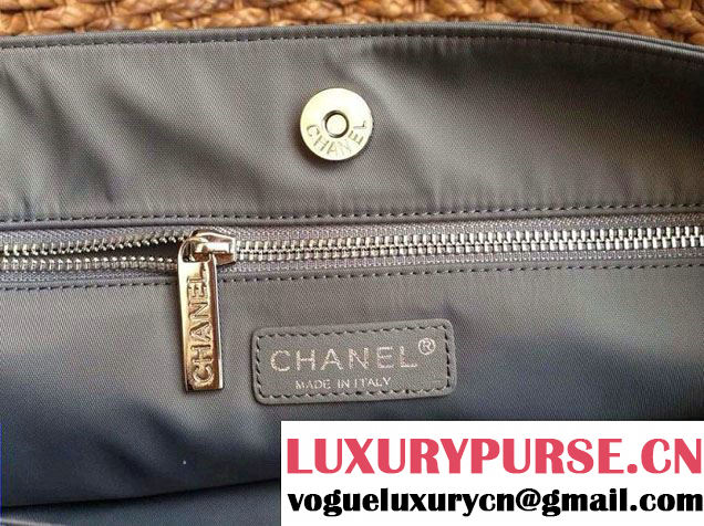 Chanel Nylon Shopping Flap Tote Bag in Grey 2014