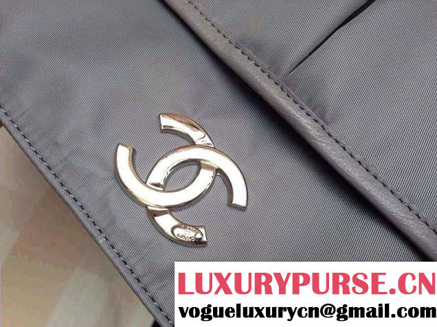 Chanel Nylon Shopping Flap Tote Bag in Grey 2014