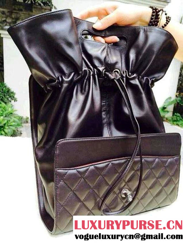 Chanel Quilted Flap Shopping Tote Timeless Classic Bag Black - Fall 2014