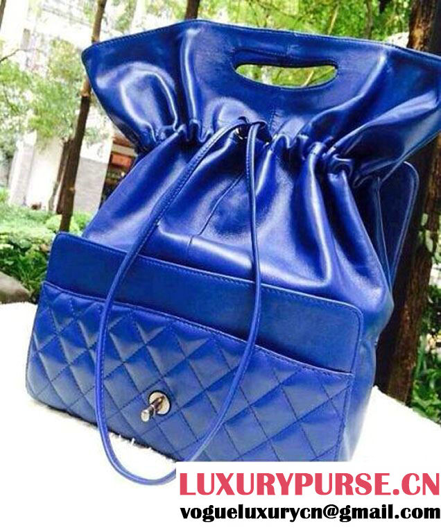 Chanel Quilted Flap Shopping Tote Timeless Classic Bag Blue - Fall 2014