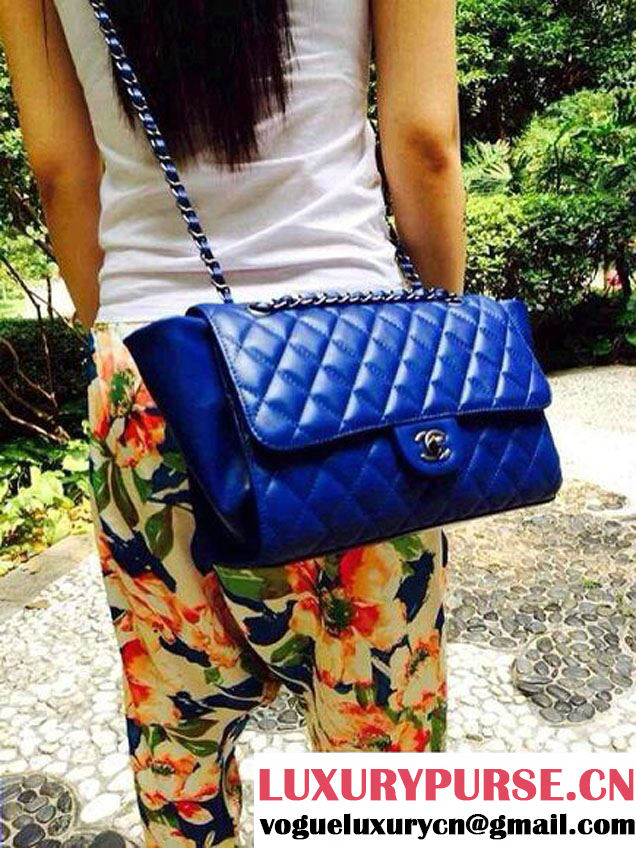 Chanel Quilted Flap Shopping Tote Timeless Classic Bag Blue - Fall 2014