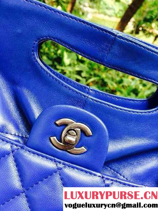 Chanel Quilted Flap Shopping Tote Timeless Classic Bag Blue - Fall 2014