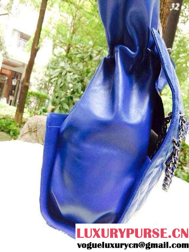 Chanel Quilted Flap Shopping Tote Timeless Classic Bag Blue - Fall 2014