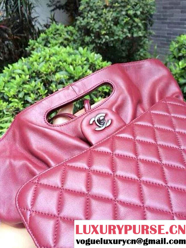 Chanel Quilted Flap Shopping Tote Timeless Classic Bag Date Red - Fall 2014