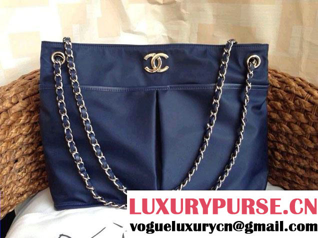 Chanel Nylon Shopping Flap Tote Bag in Royal Blue 2014