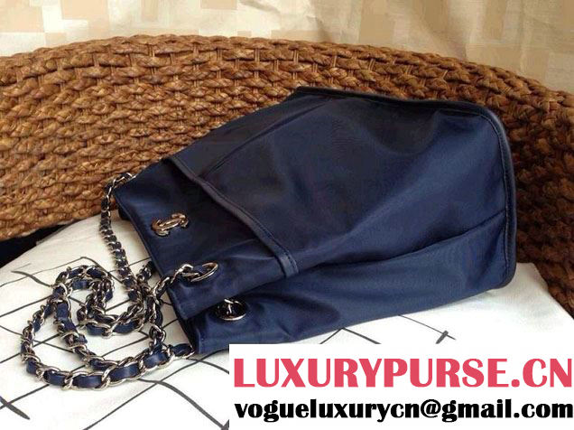Chanel Nylon Shopping Flap Tote Bag in Royal Blue 2014