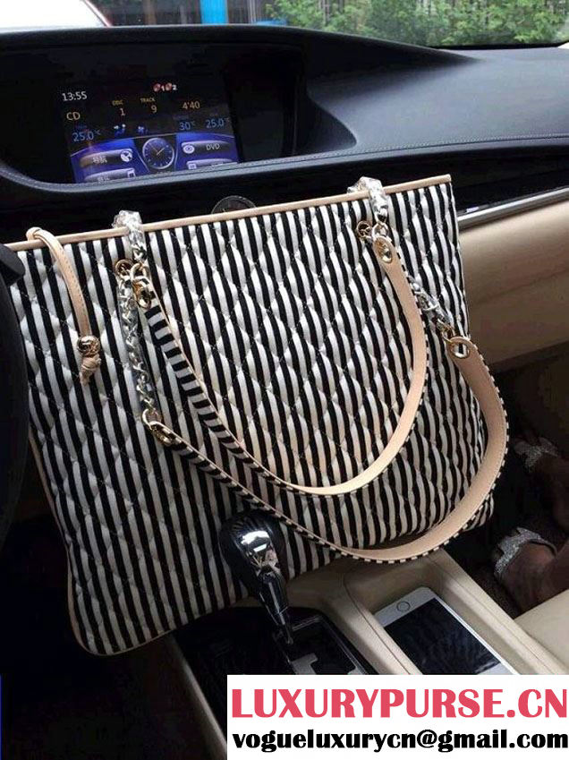 Chanel Navy Coco Sailor Shopping Tote Bag in Black 2014
