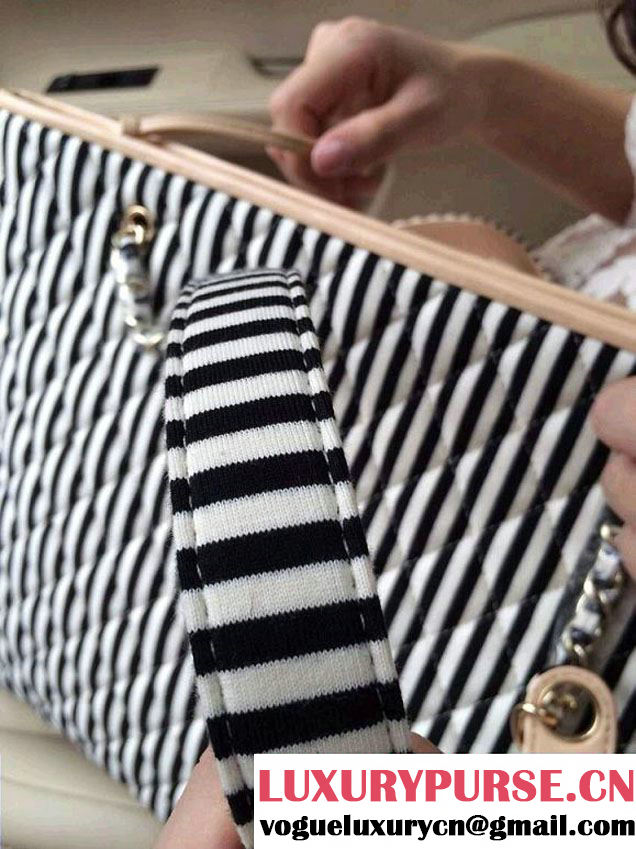 Chanel Navy Coco Sailor Shopping Tote Bag in Black 2014